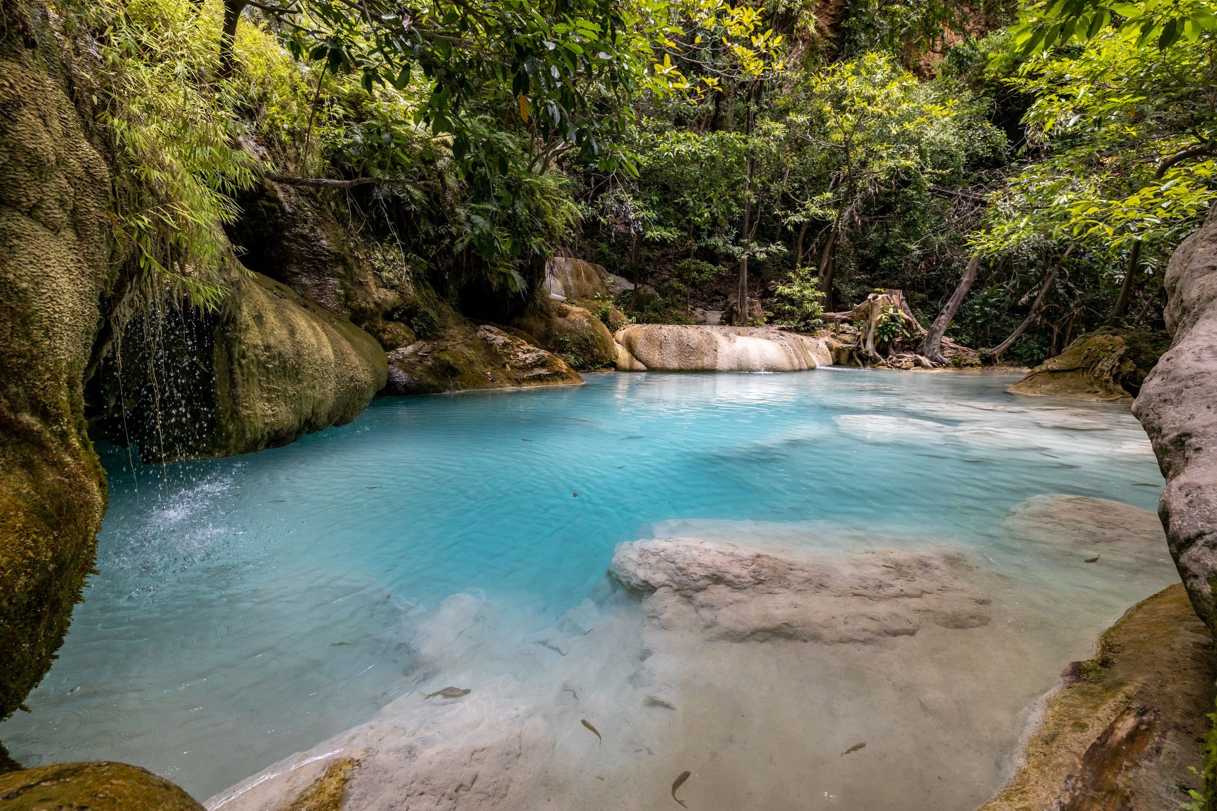 A turquoise pool at Erawan Falls