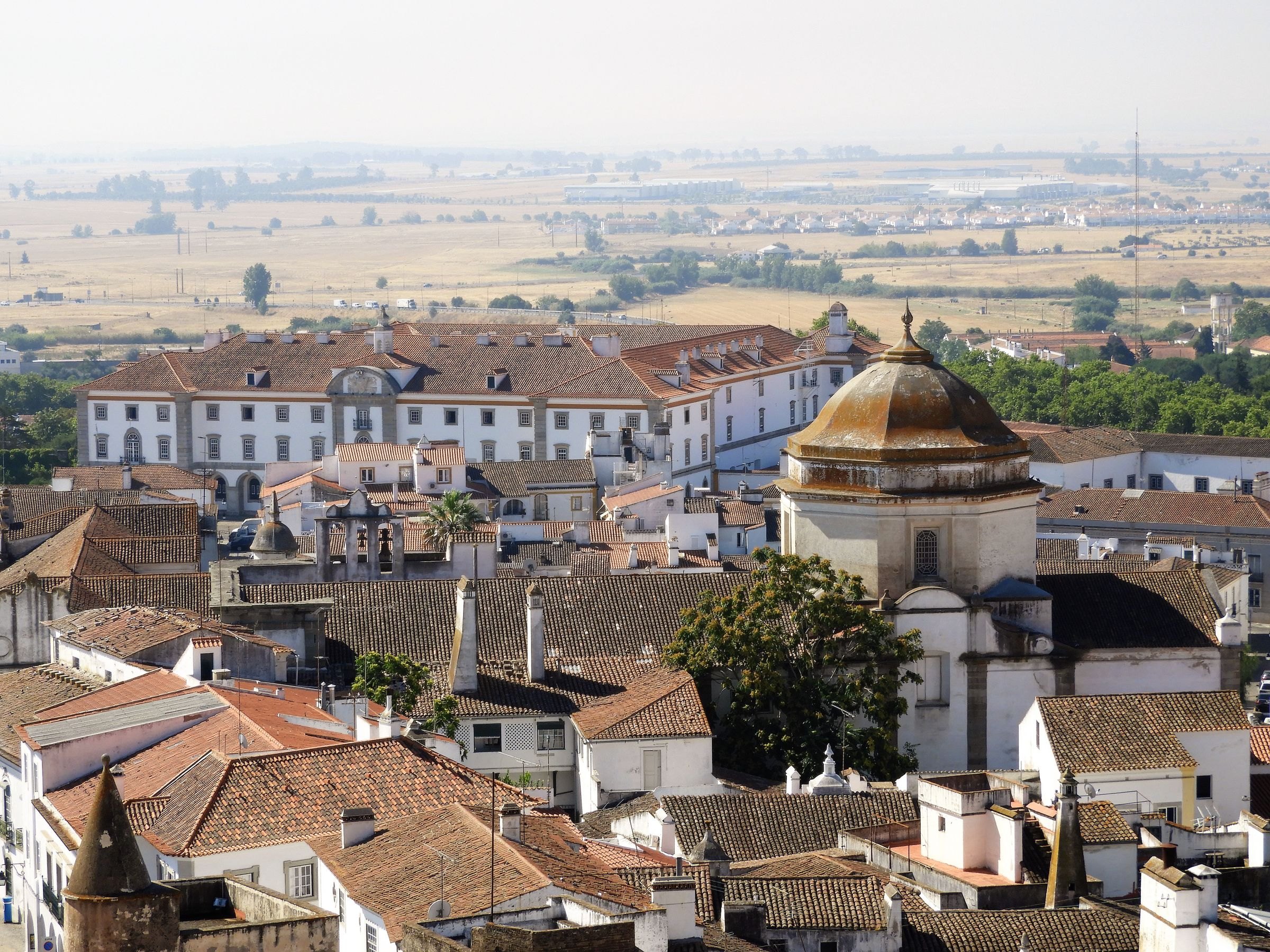 The historic town of Evora from above