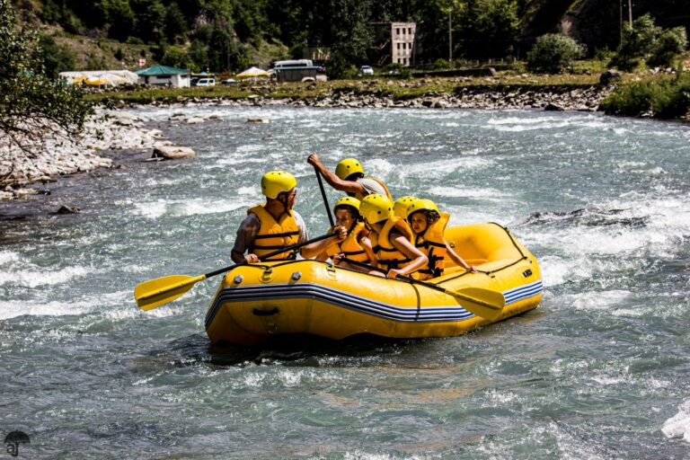 A family white-water rafting