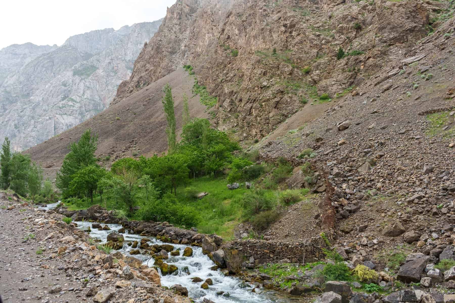 A river flowing through the Fann Mountains, Tajikistan