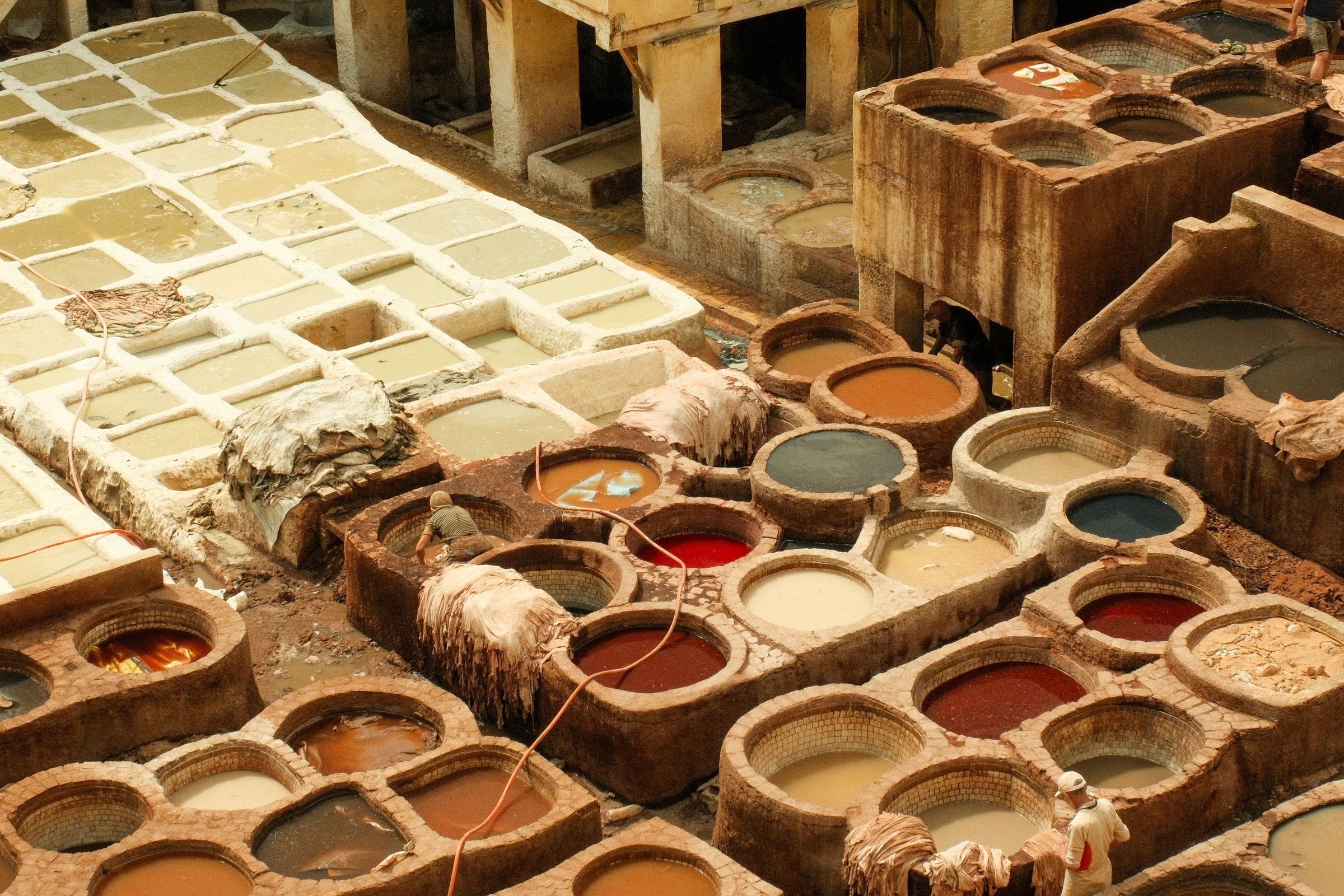 The traditional tanneries of Fes from above