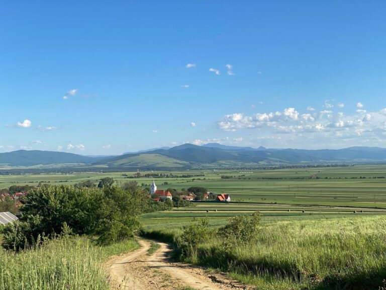Fields and hills in the Romanian countryside
