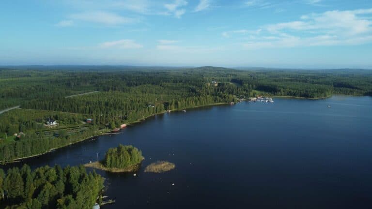 A lake surrounded by forest in Finland