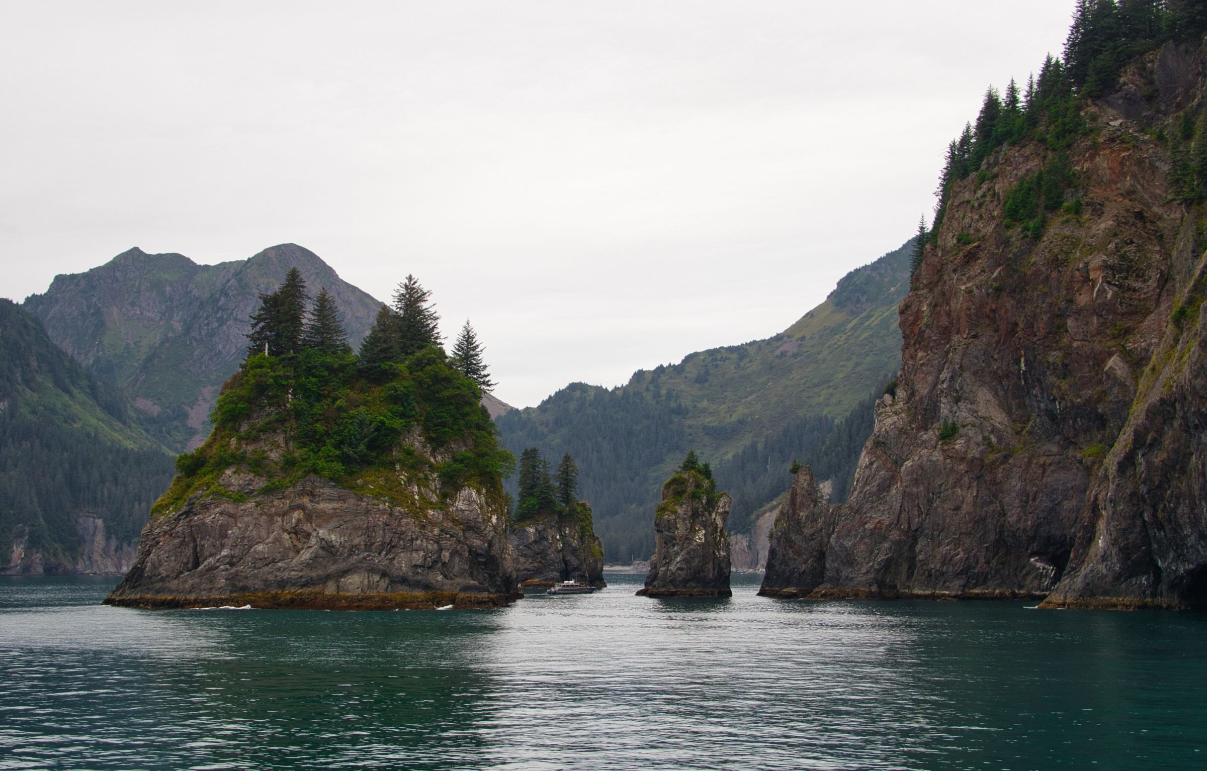 Rocky islands in the Kenai Fjords