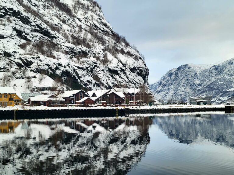 The village of Flåm by the fjord