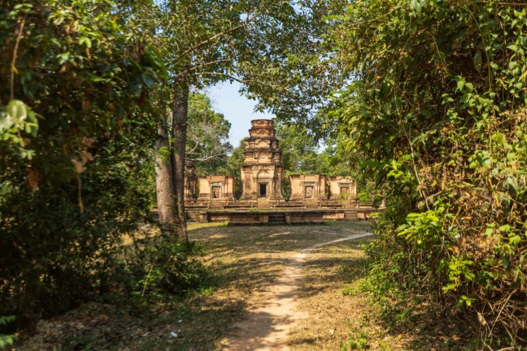 An ancient brick temple in the Cambodian forest