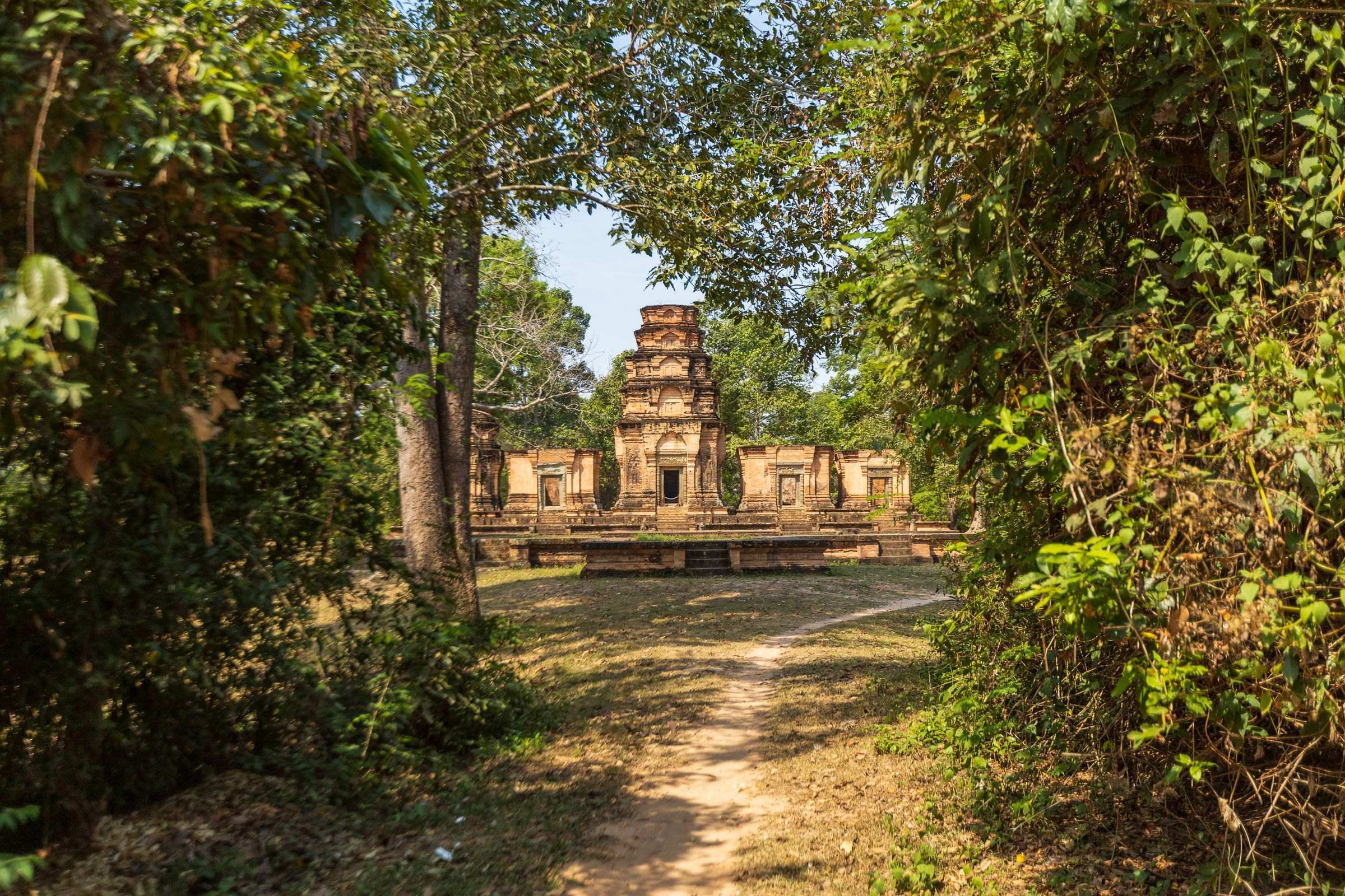 An ancient brick temple in the Cambodian forest