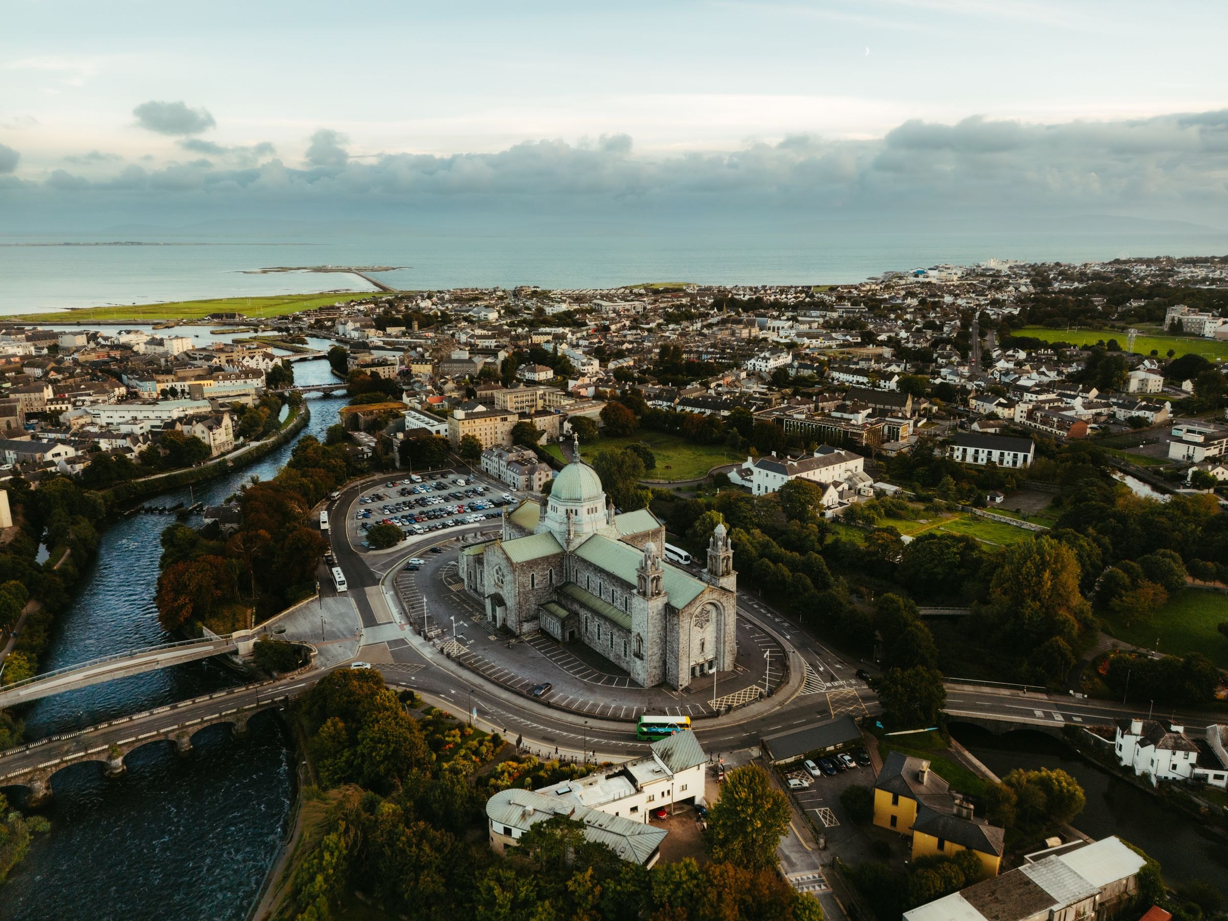 Galway and its cathedral from above