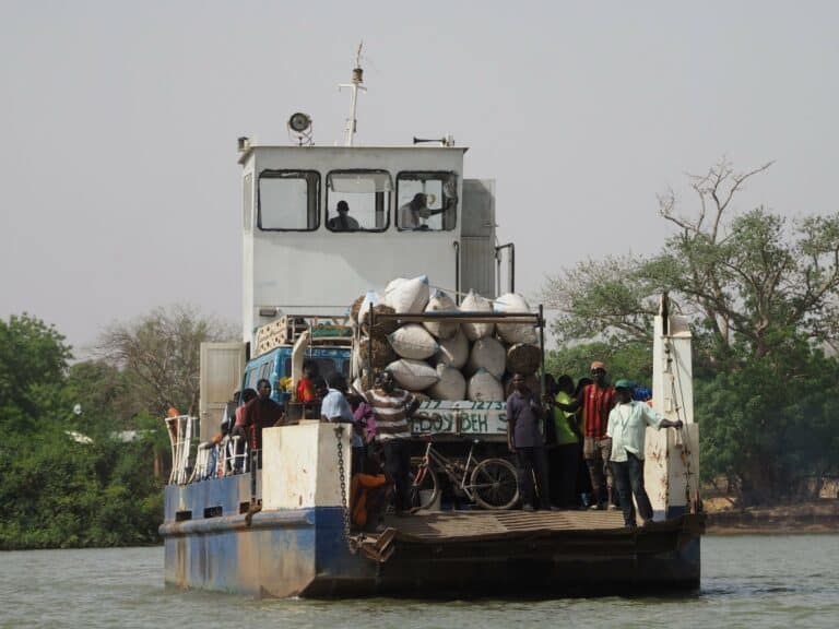 A ferry crossing the Gambia River, The Gambia