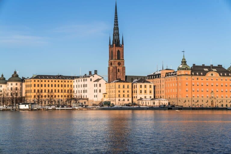 The historic waterfront of Gamla Stan in Stockholm, Sweden
