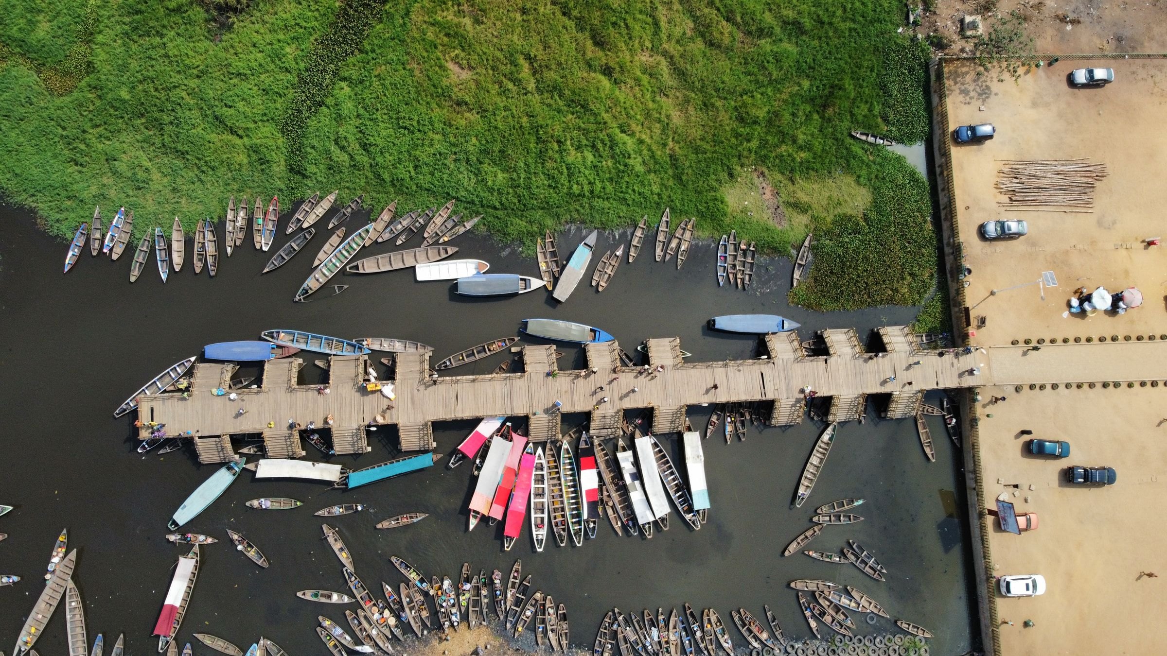 Boats moored at Ganvié, Benin