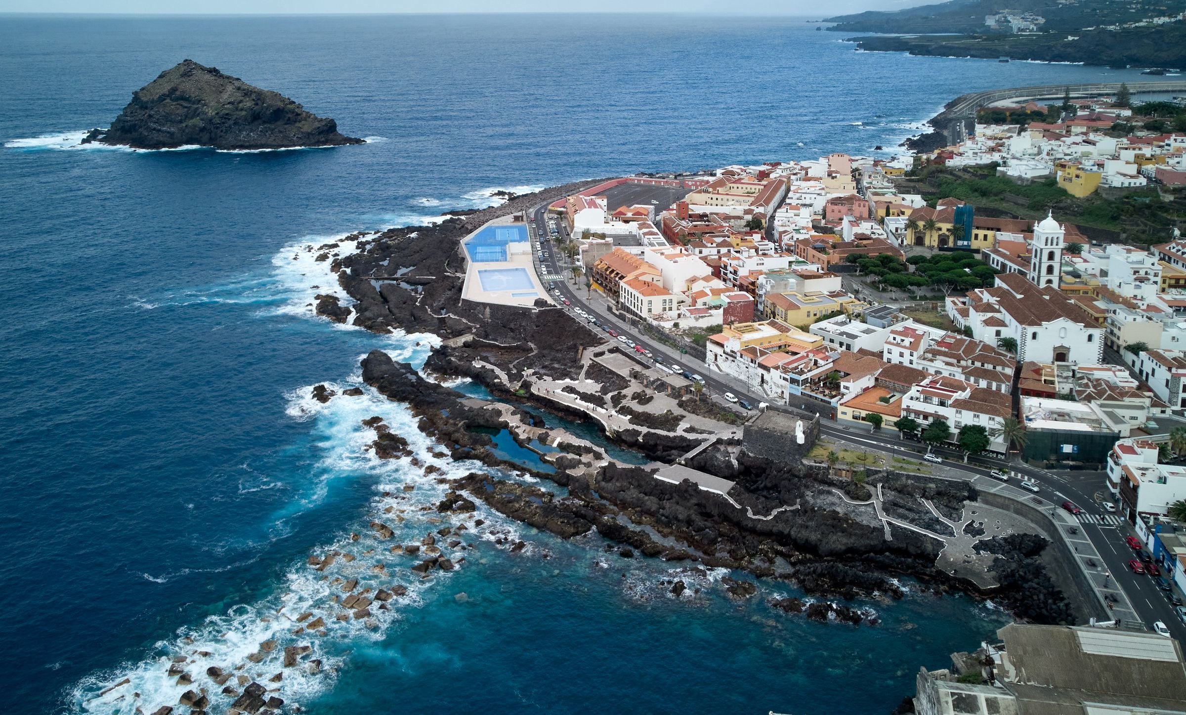 Garachico on the coast of Tenerife from above