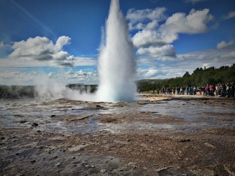 A geyser erupting in Iceland