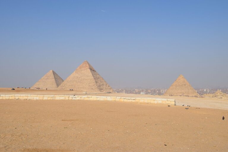 The Giza Pyramids under a clear sky