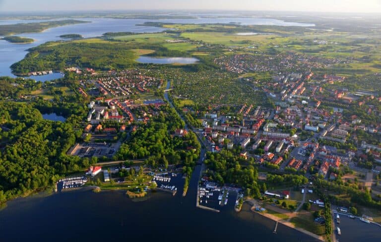 Giżycko and the Masurian Lakes from the air, Poland