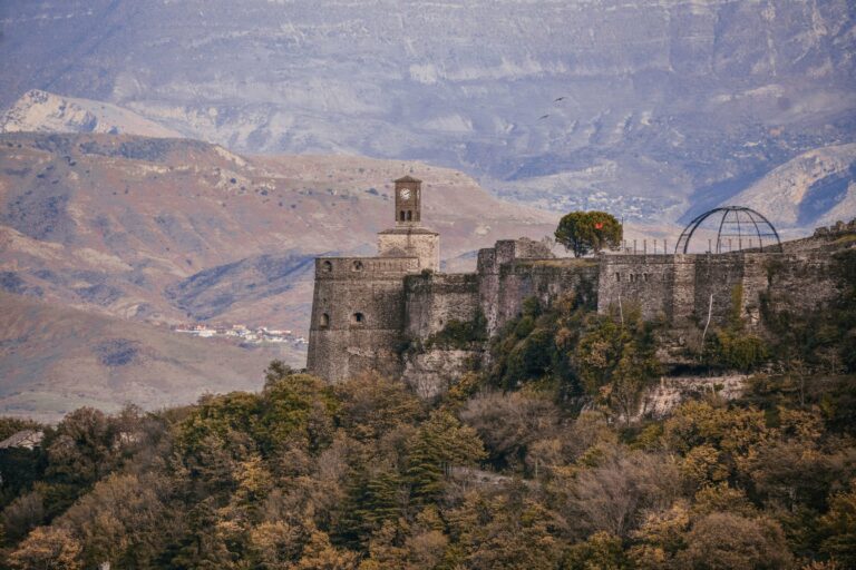 Gjirokastër Fortress among the mountains