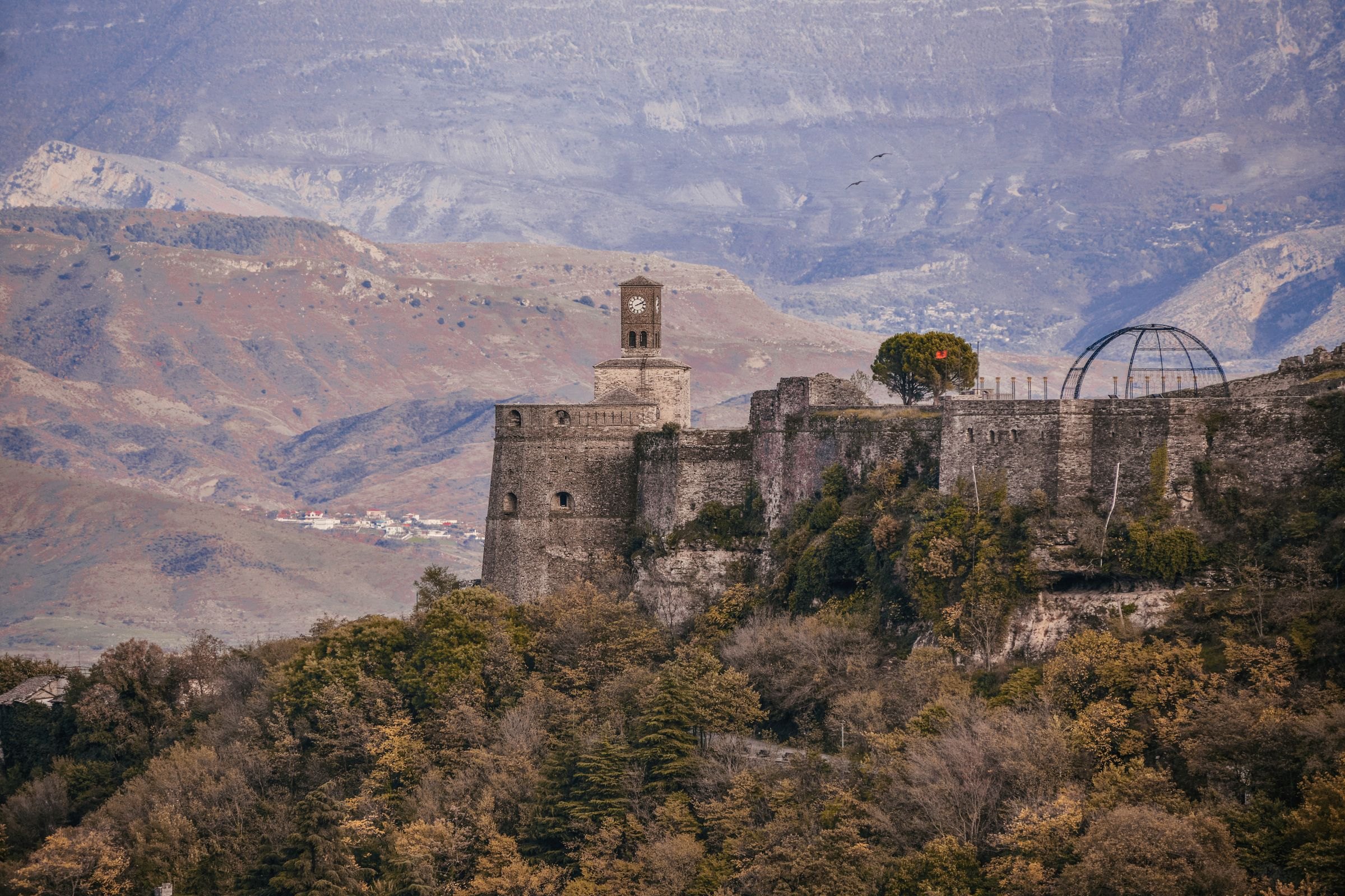 Gjirokastër Fortress among the mountains