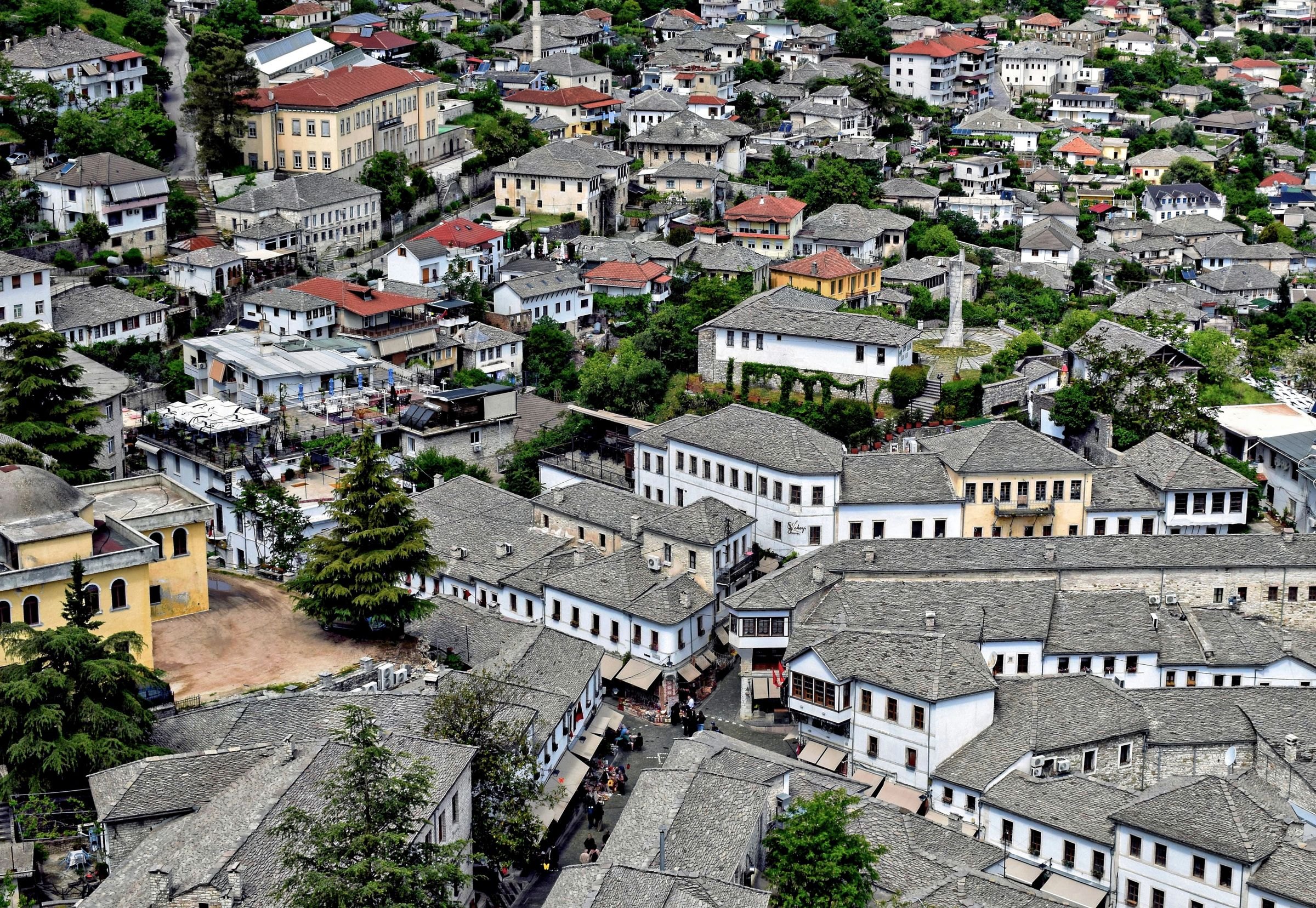 The stone rooftops of Gjirokastër