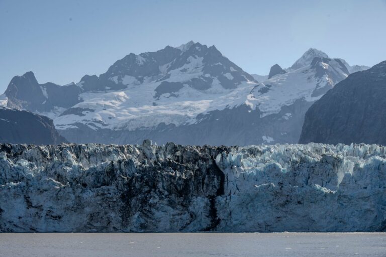 The ice face of a glacier in Glacier Bay