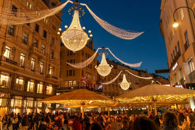 Christmas lights over the Graben in Vienna
