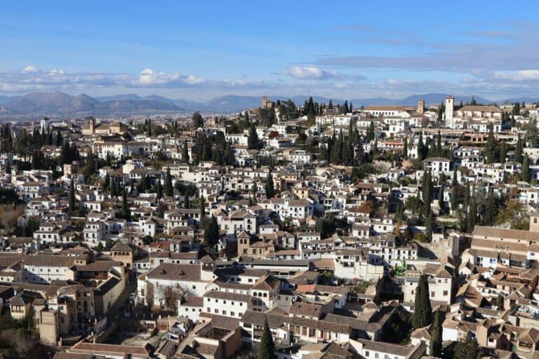 Aerial view of the Albaicín quarter of Granada, Spain