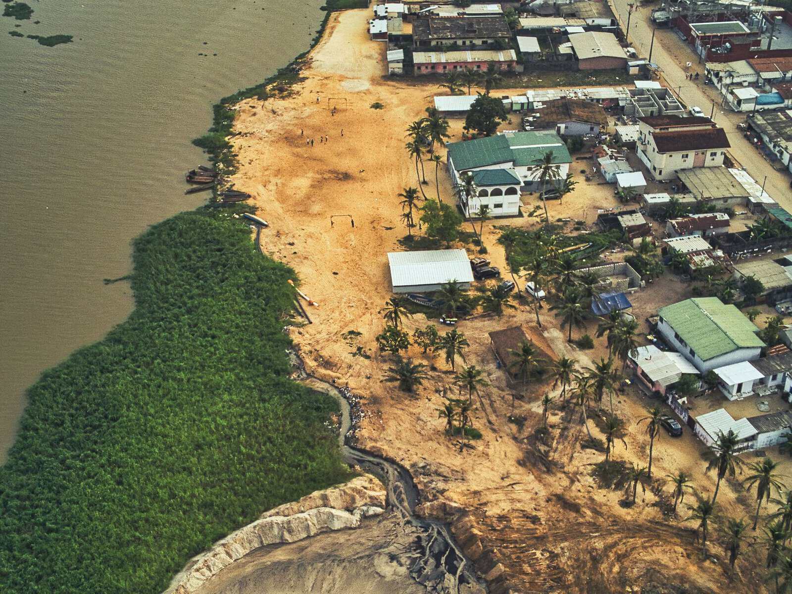 Aerial view of the coast at Grand-Bassam, Côte d'Ivoire