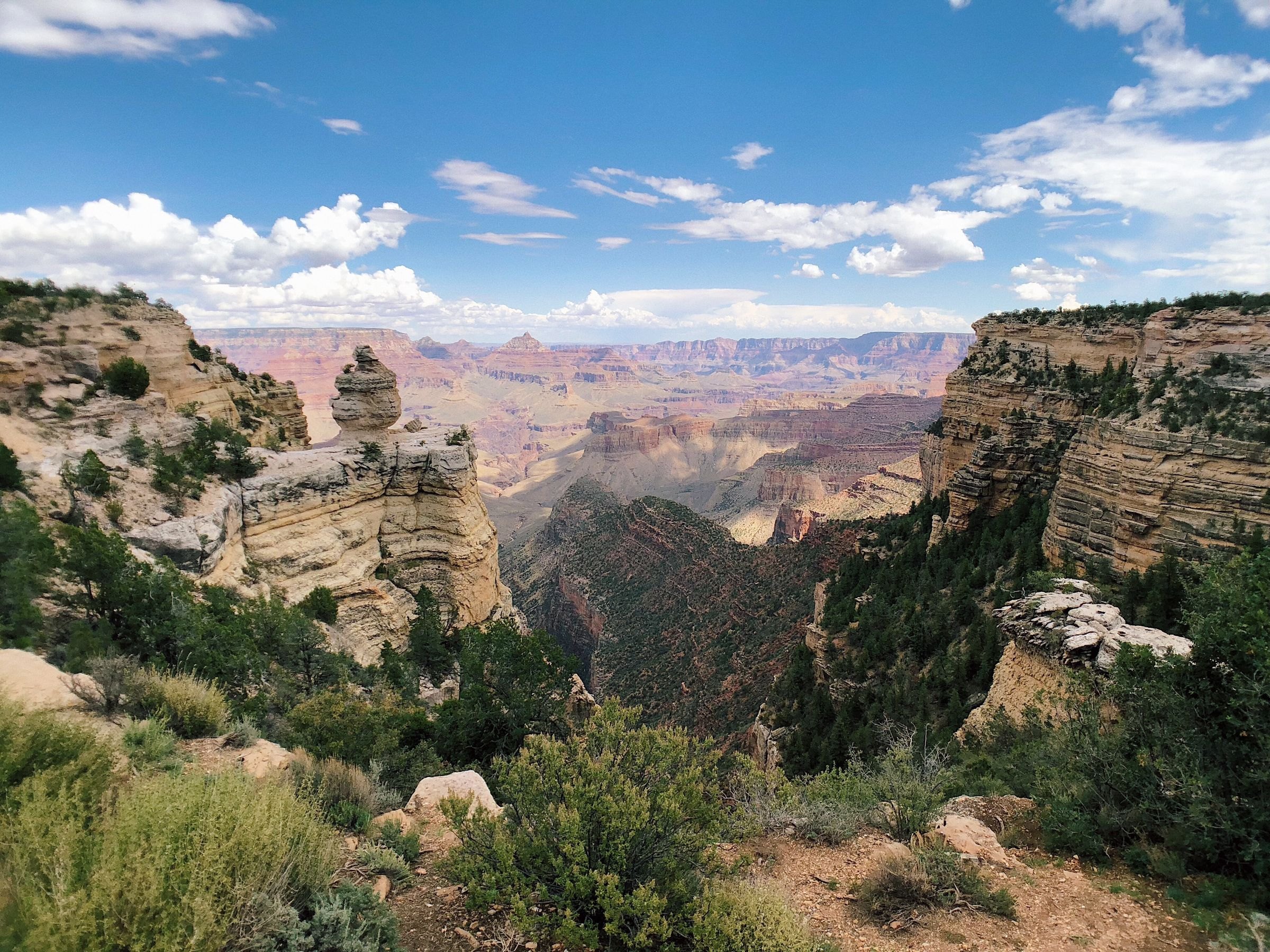 The Grand Canyon under a blue sky