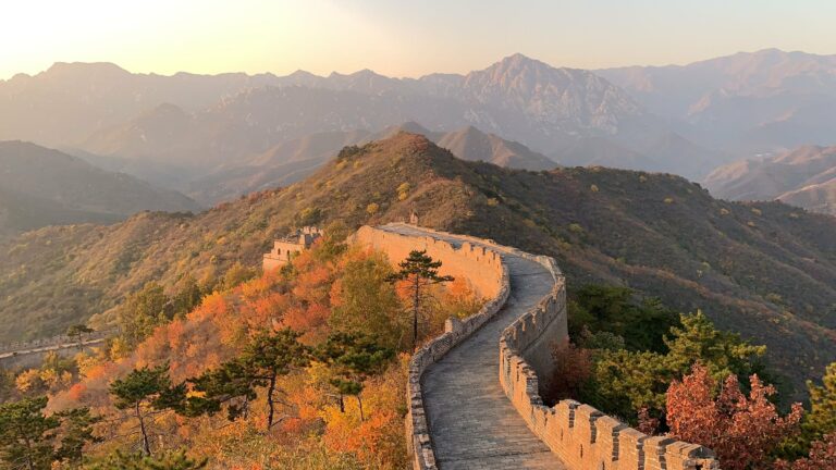 The Great Wall winding through hills