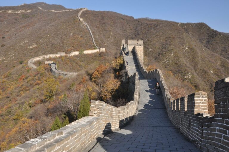 The Great Wall across autumn hills