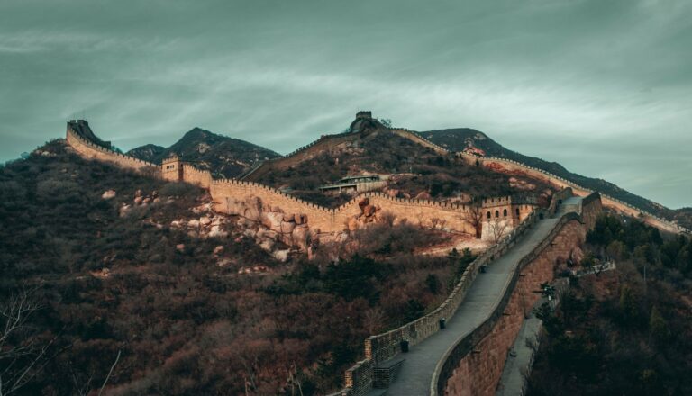 The Great Wall across rugged mountains