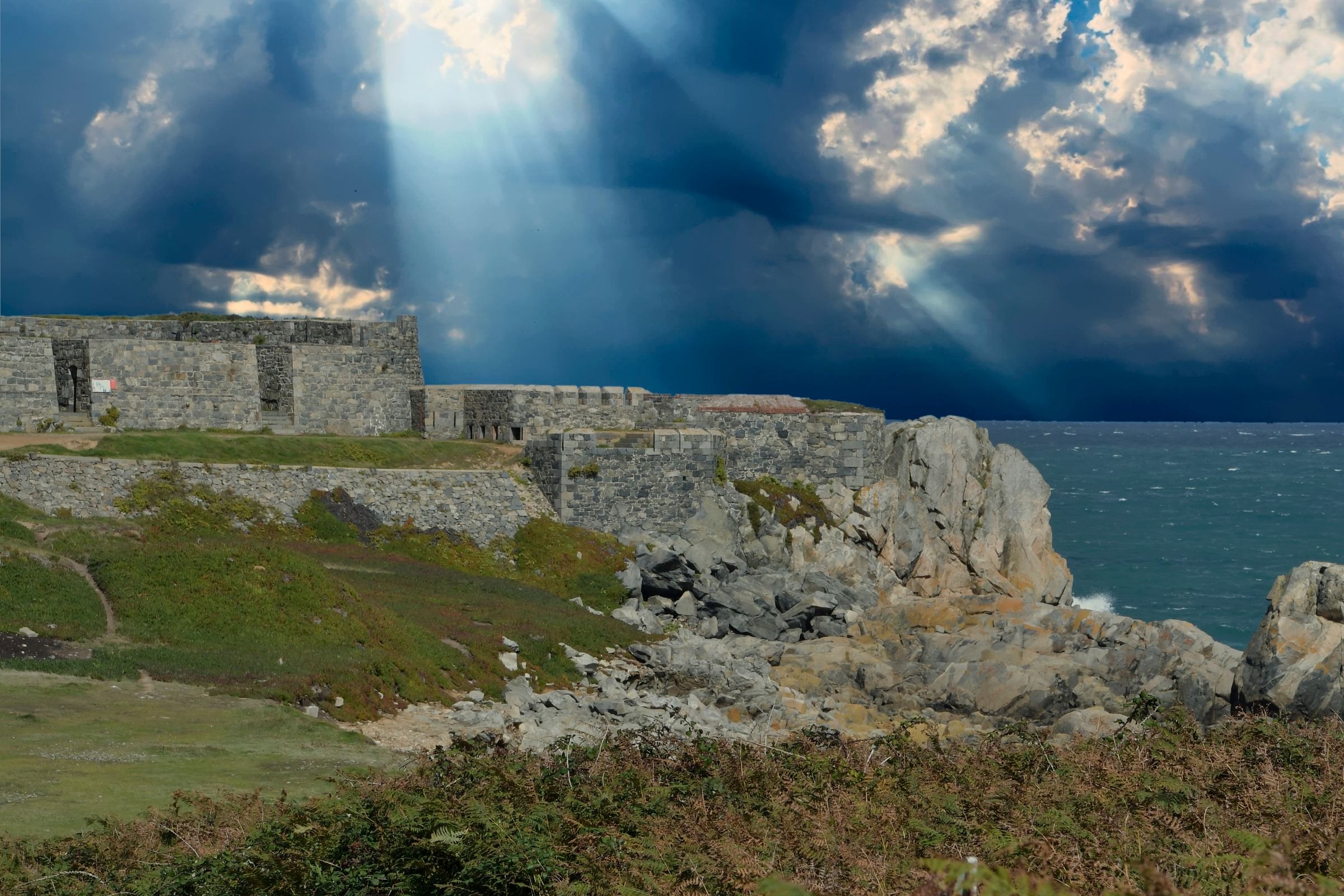 A fort on Guernsey's rocky coast
