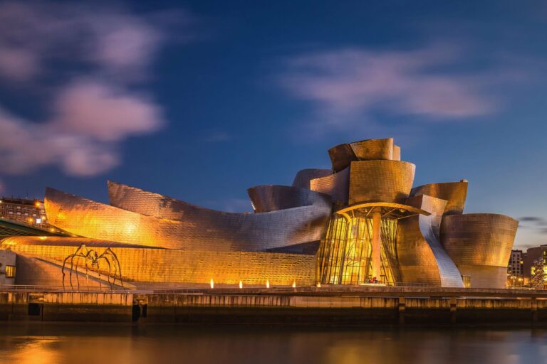 The Guggenheim Museum in Bilbao at dusk