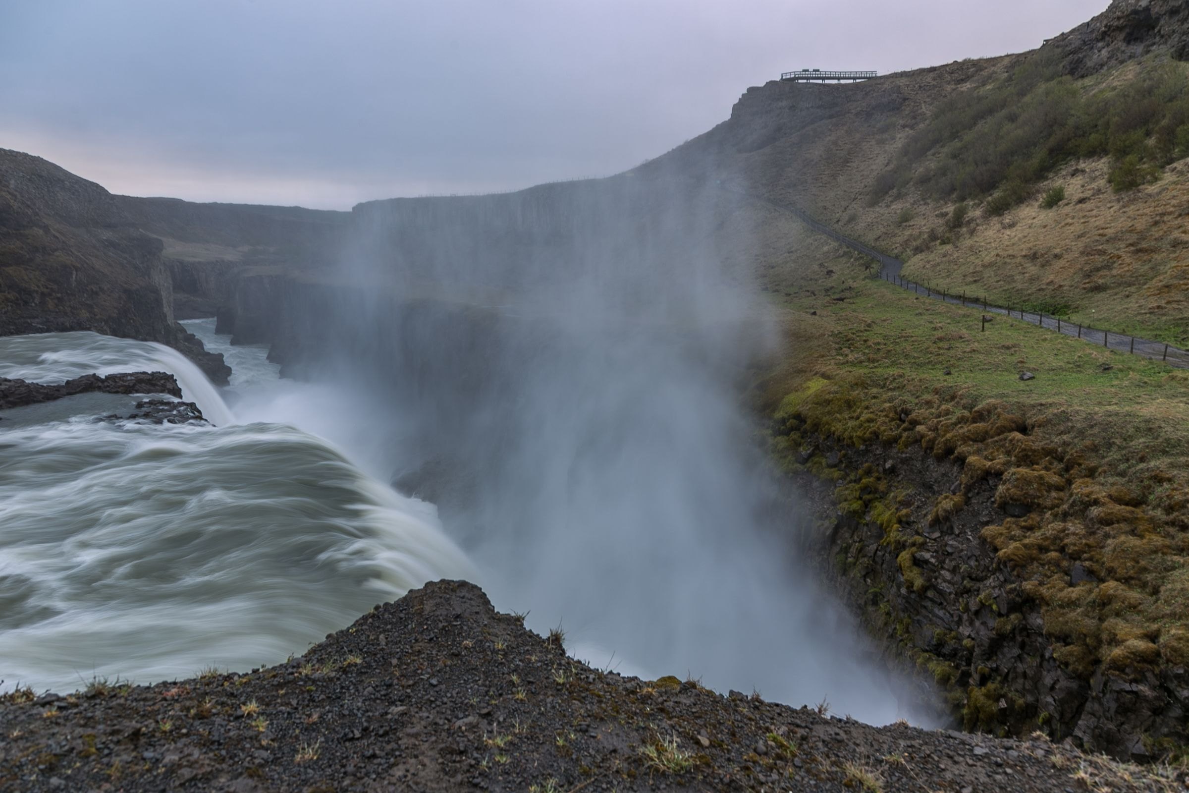 Gullfoss waterfall plunging into its canyon