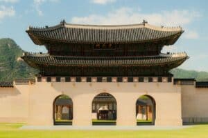 Gwanghwamun Gate, the main entrance to Gyeongbokgung Palace in Seoul