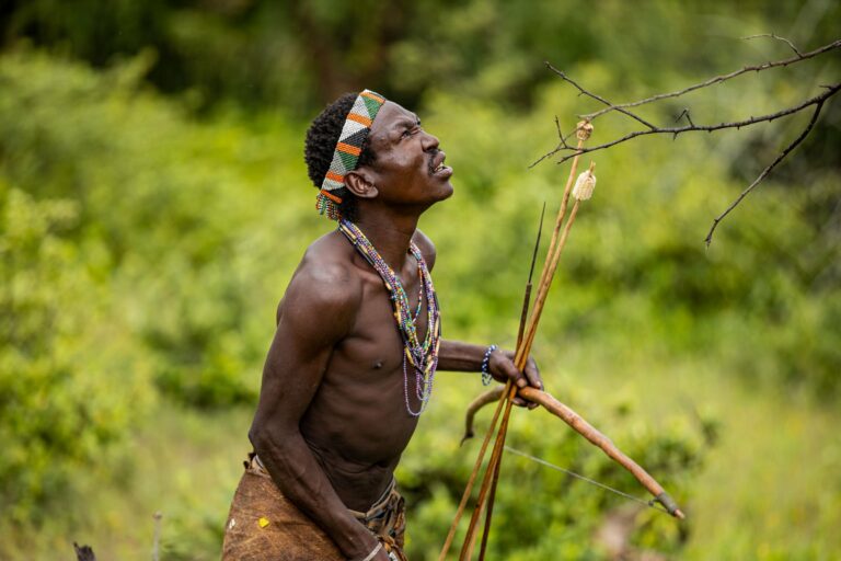 A Hadzabe hunter with his bow