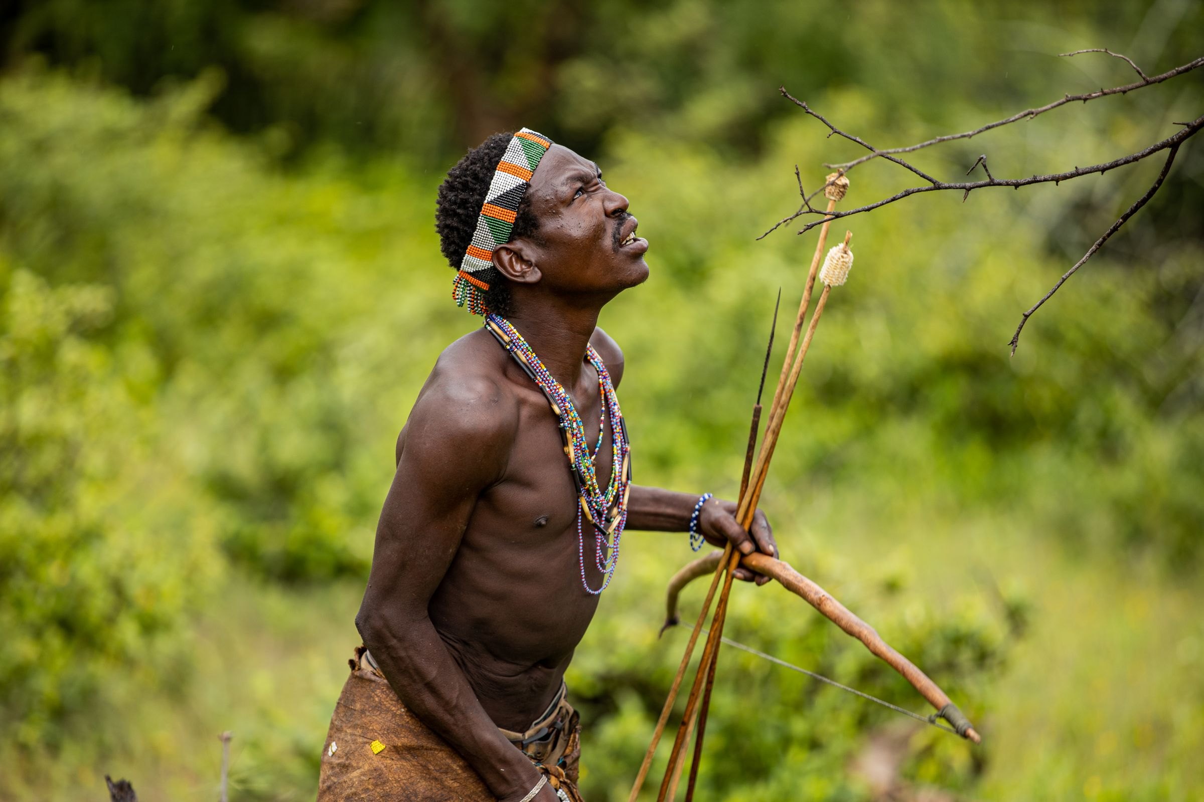 A Hadzabe hunter with his bow