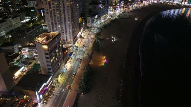 Haeundae Beach in Busan at night