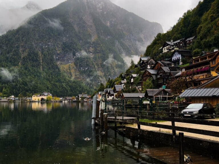 Alpine houses on the lake at Hallstatt