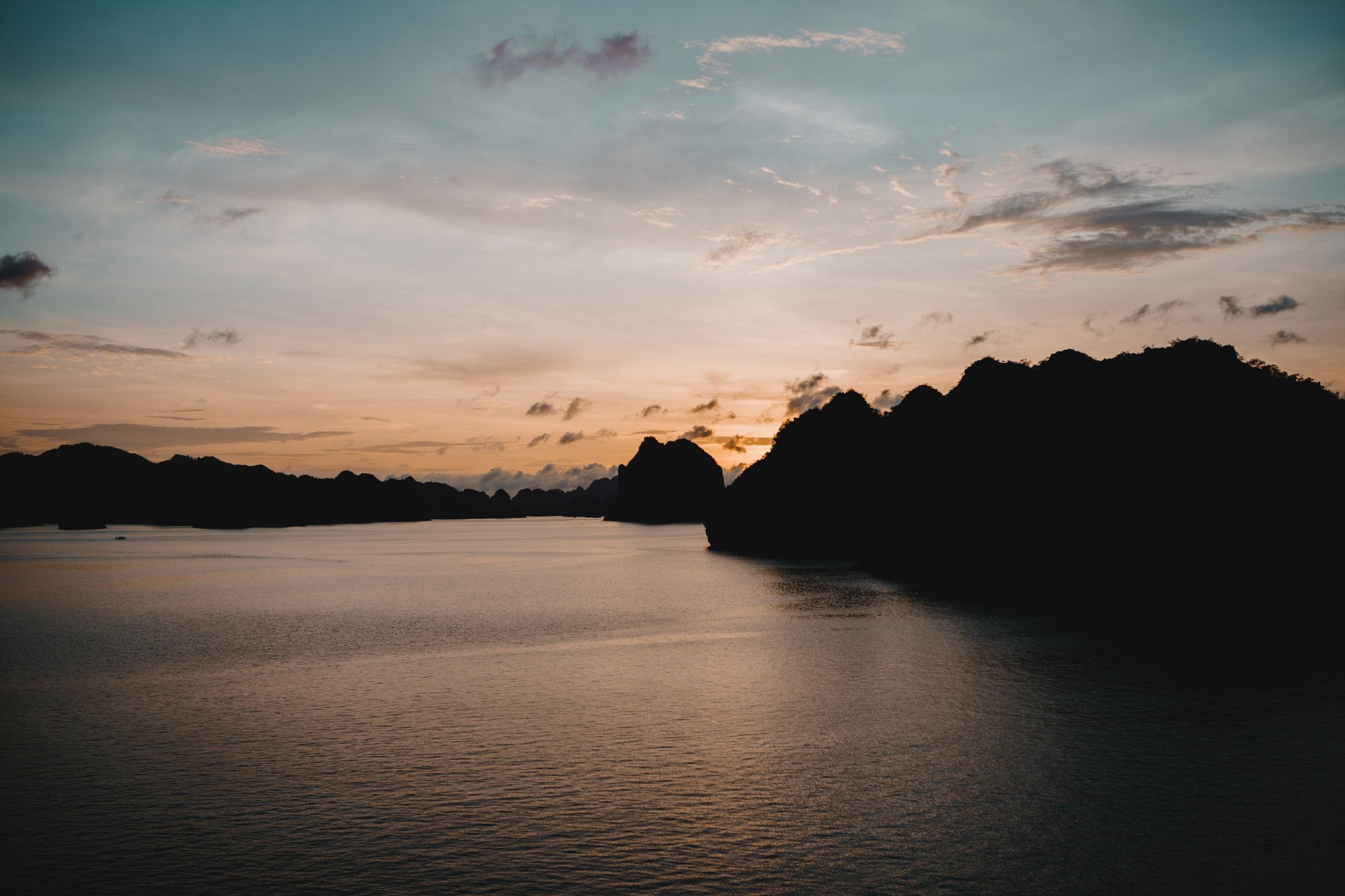 Sunset over Halong Bay