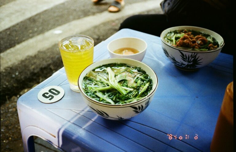 A street food scene in Hanoi