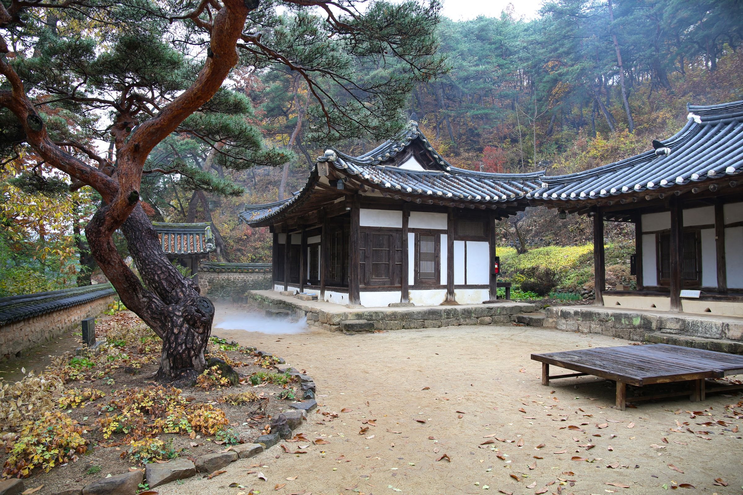 A traditional Korean house in autumn