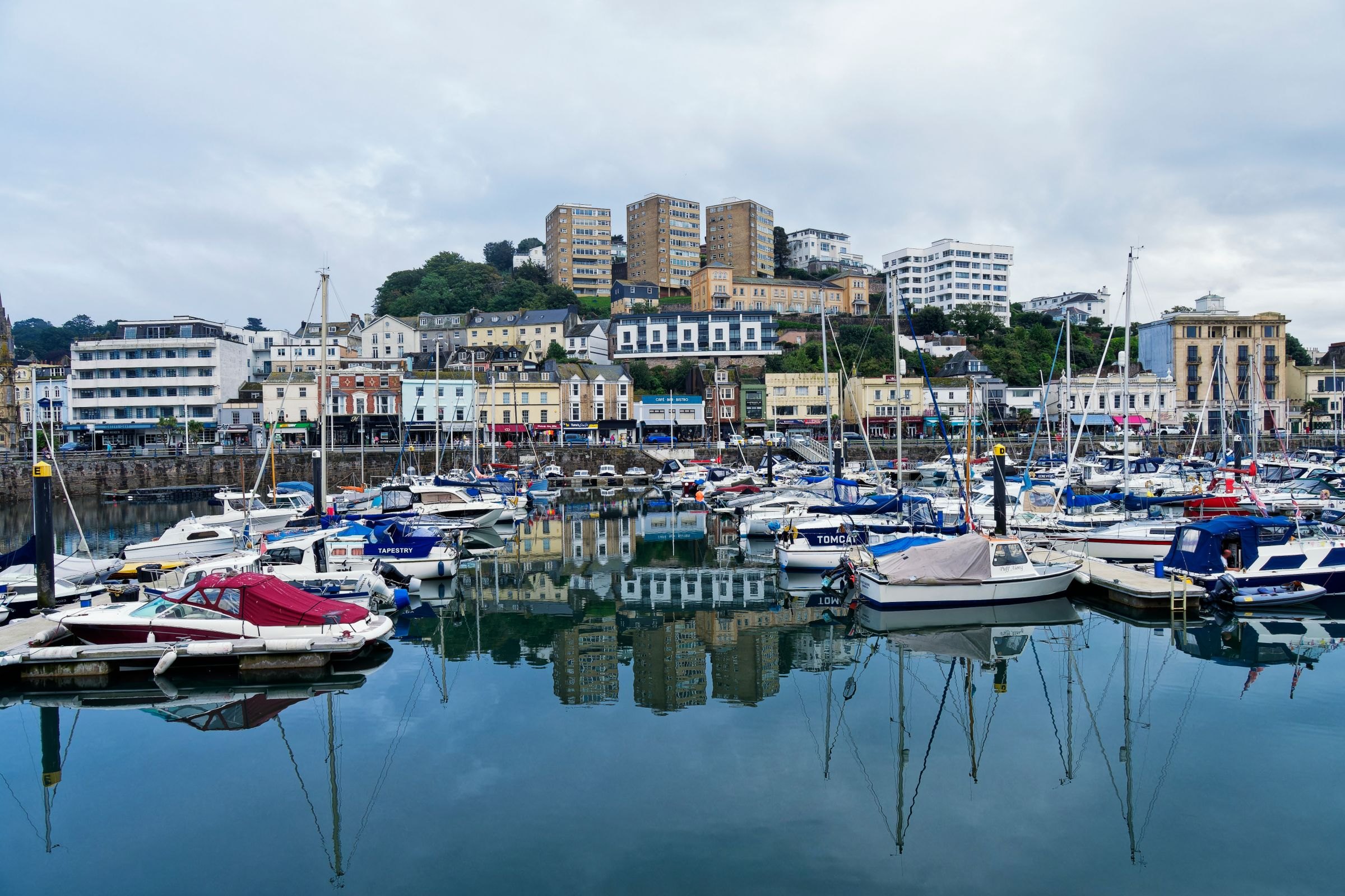 Yachts in a calm harbour marina
