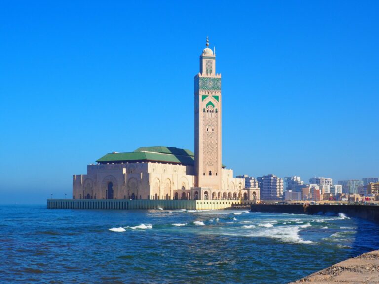 The Hassan II Mosque on the ocean in Casablanca
