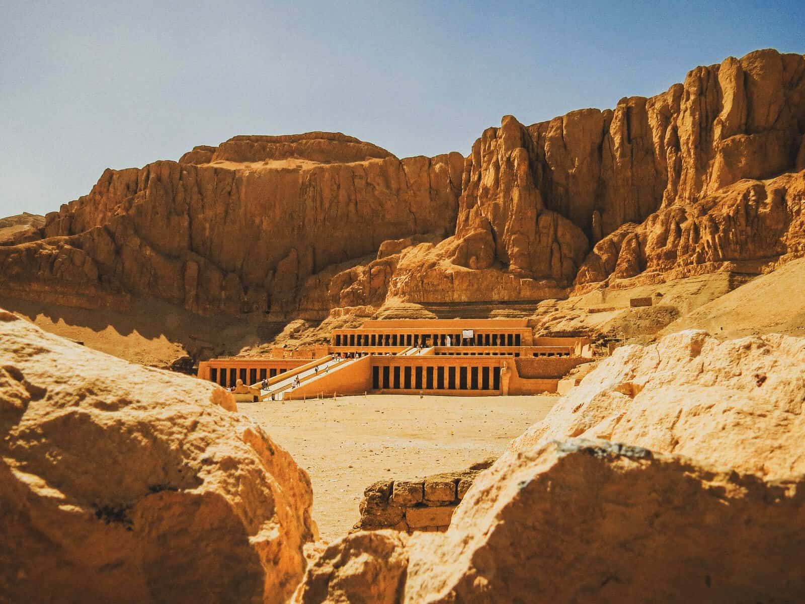 The Temple of Hatshepsut beneath the cliffs at Luxor