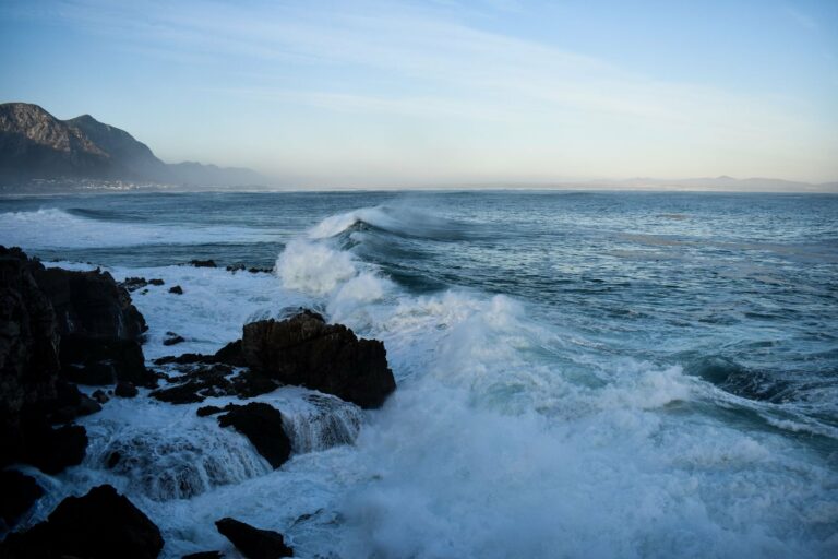 Waves breaking on the rocks at Hermanus