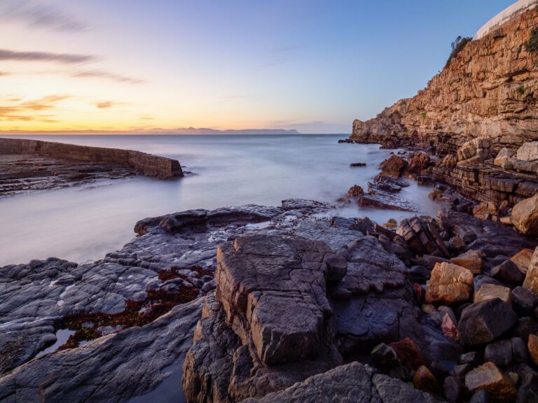 Coastal rocks at sunrise in Hermanus