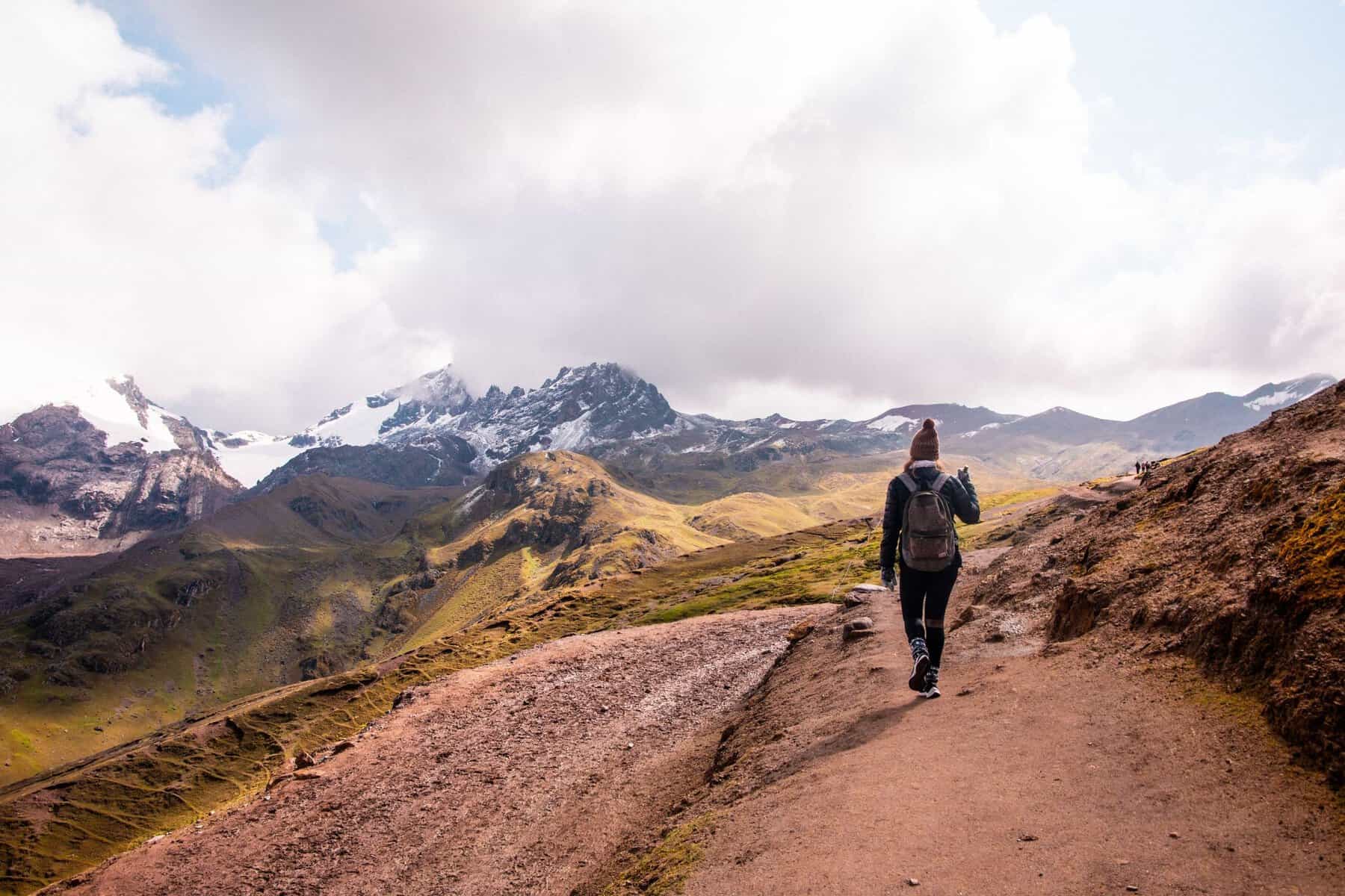 A hiker on a trail in the Andes near Cusco