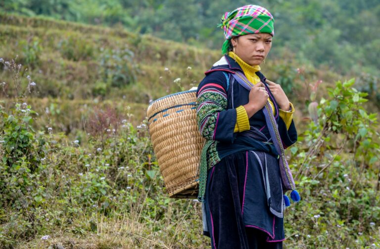 A woman in traditional dress near Sapa