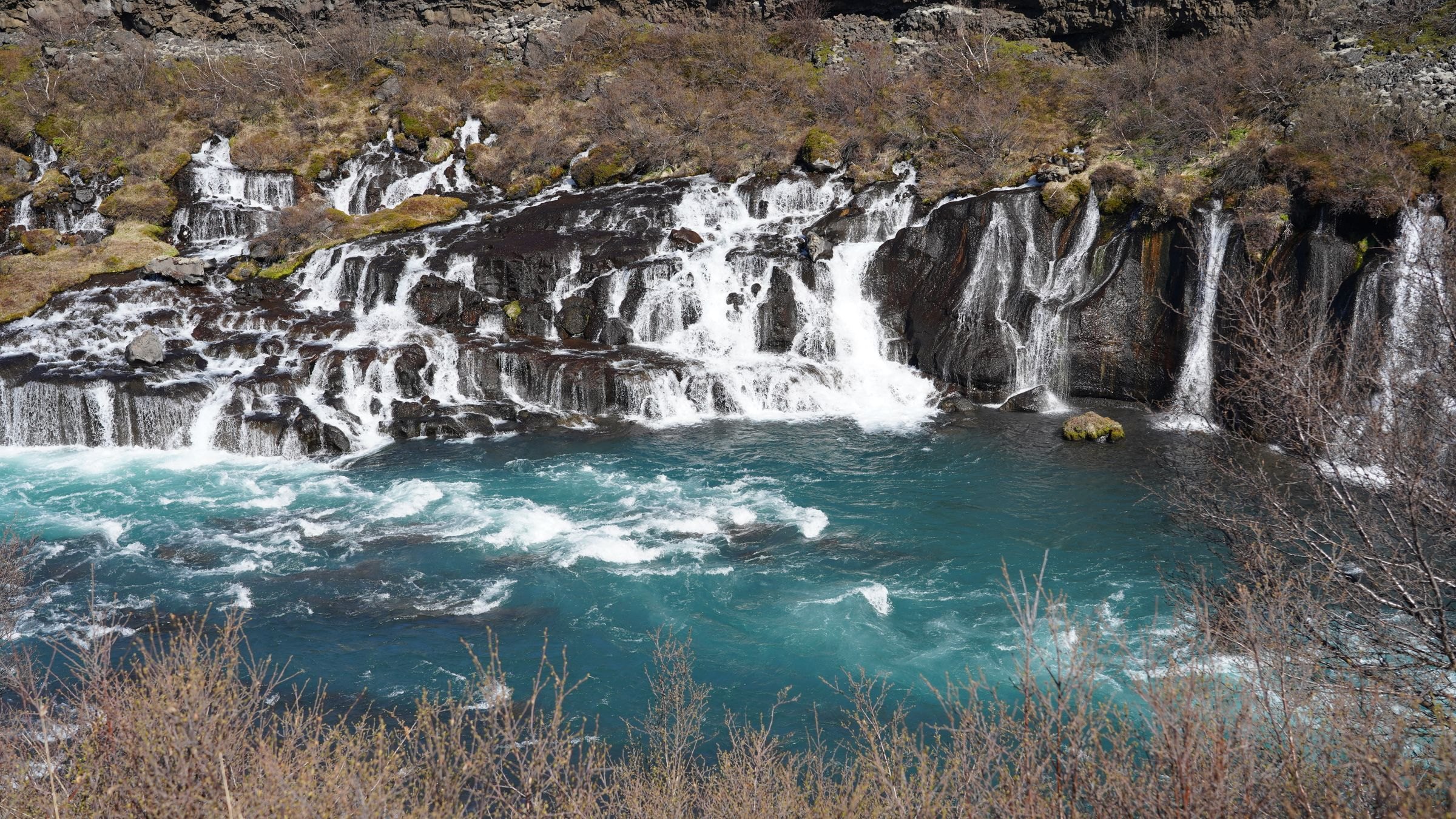 The Hraunfossar falls