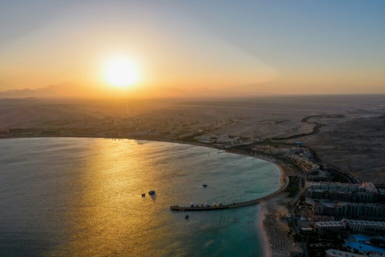 Sunset over a bay on the Red Sea near Hurghada